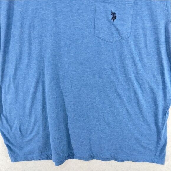U.S. Polo Assn. T-Shirt Men's Size XXL Short Sleeve Crew Neck Blue Solid Pocket - Picture 3 of 10
